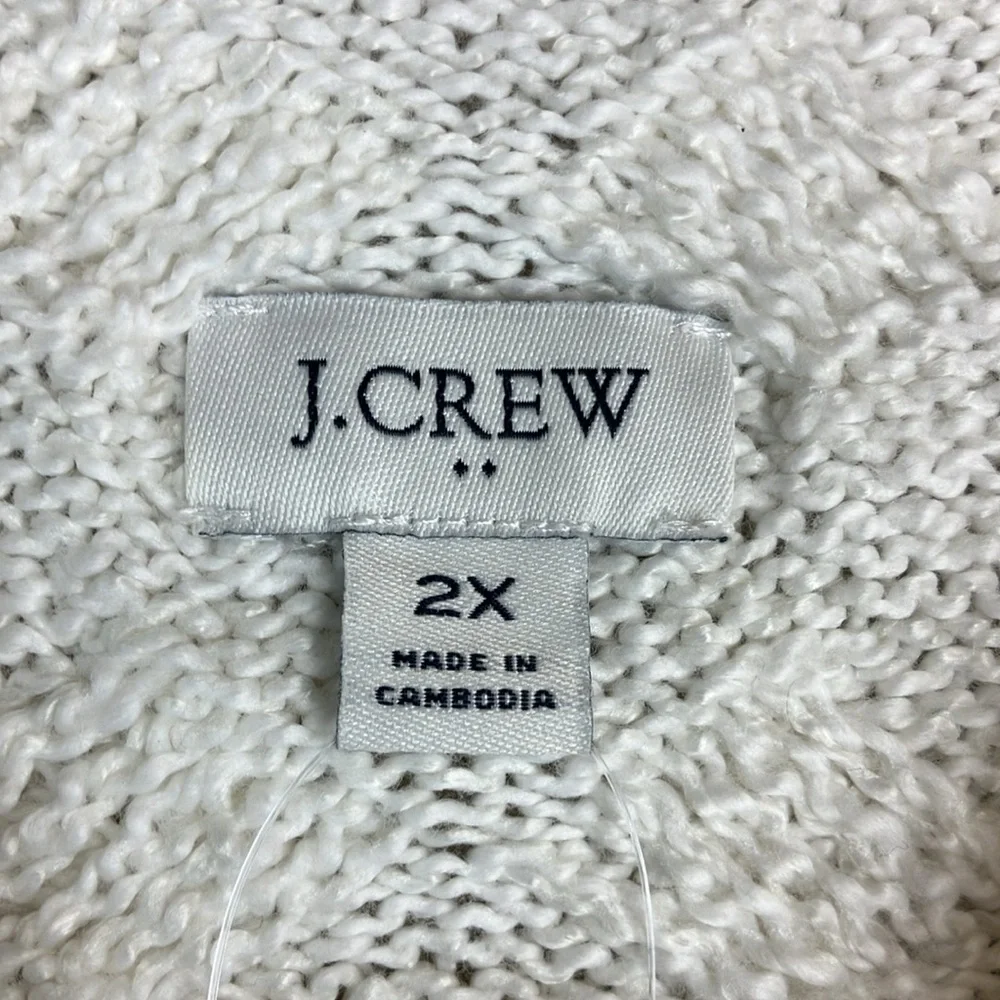 J Crew Roll Neck Cable Knit Ivory‎ Comfy Sweater Cardigan Women’s size 2X